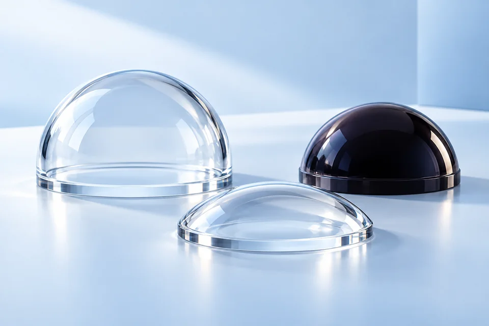 Clear and infrared optical dome forms in an illustrative studio composition