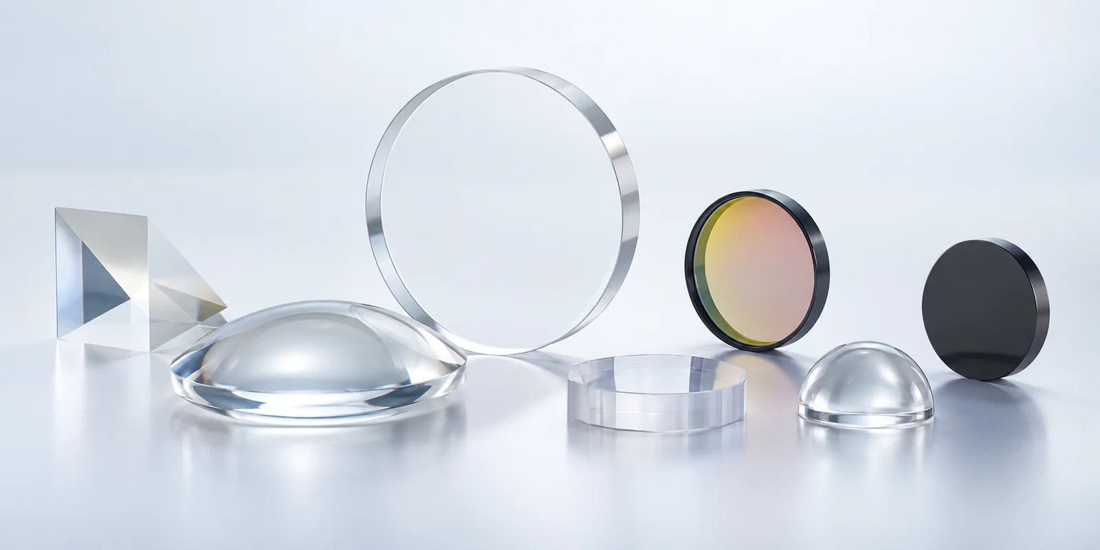 Illustrative arrangement of optical windows, lens, prism, filter, infrared optic and dome