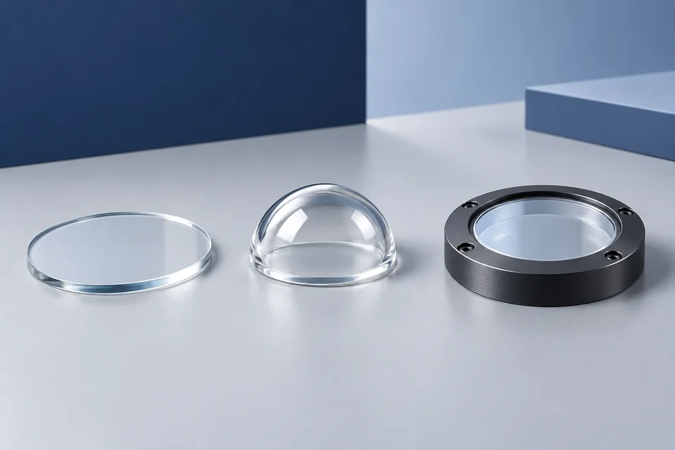 Illustrative sensor-protection window, dome and mounted cover optic