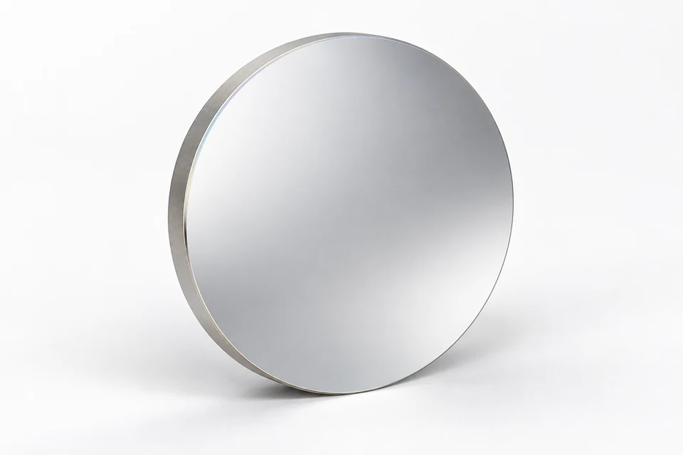 Circular broadband optical mirror on a neutral background
