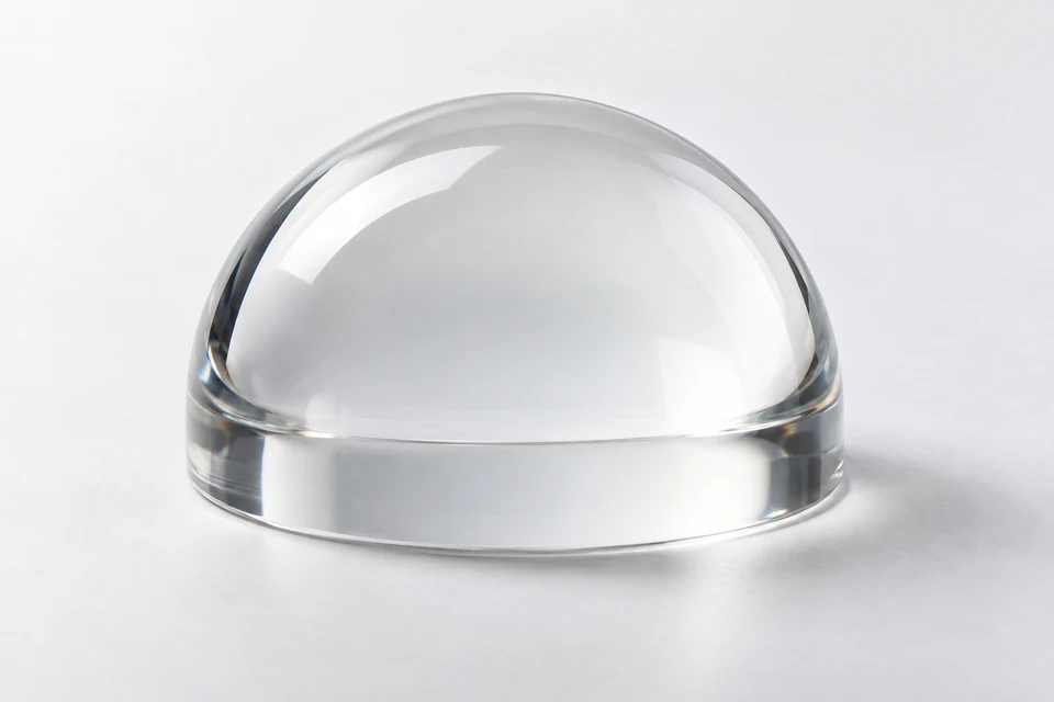 Half-ball lens on a neutral background