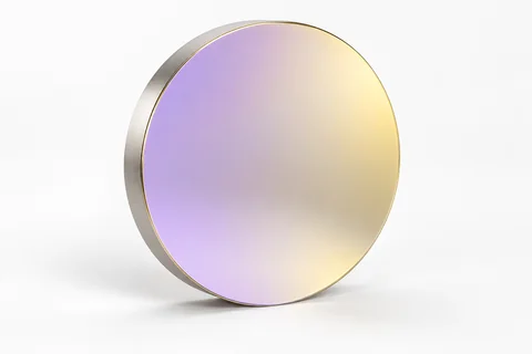 Circular laser optical mirror on a neutral background