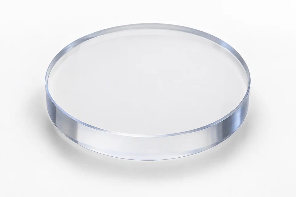 Circular sapphire disc on a neutral background