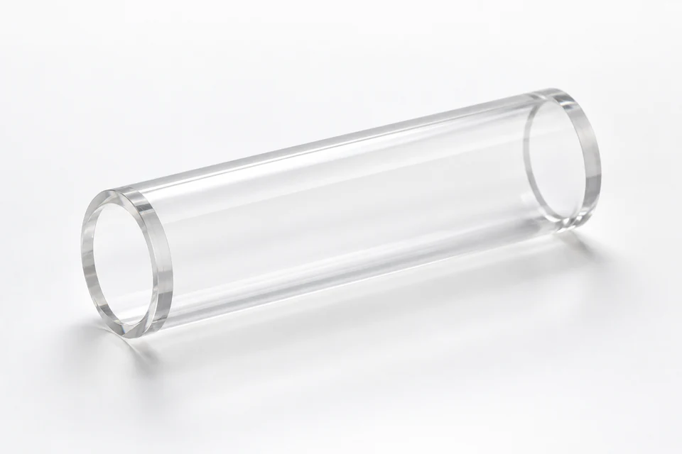 Clear UV quartz sleeve on a neutral background