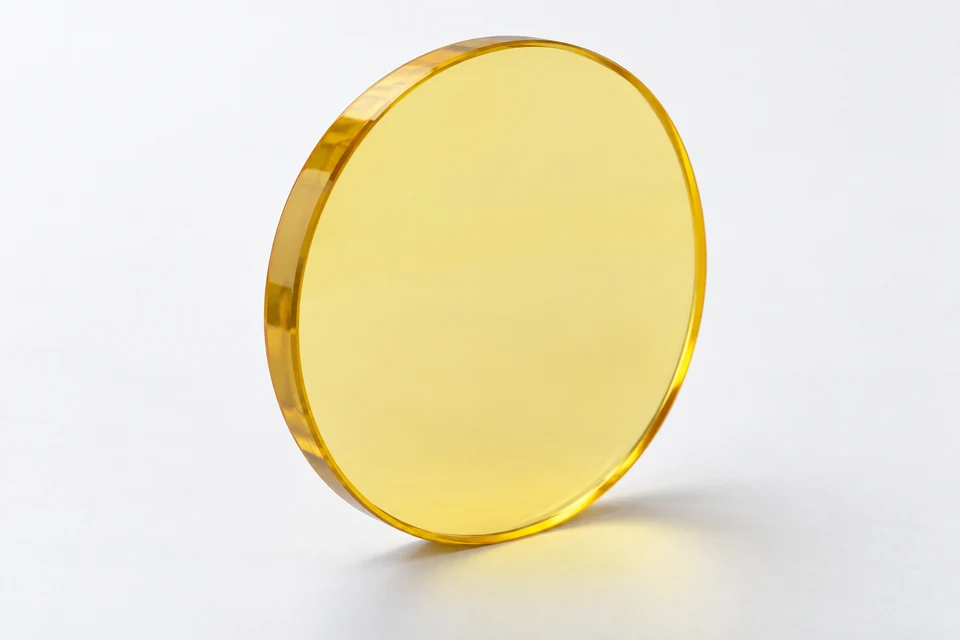 Zinc selenide optical window on a neutral background
