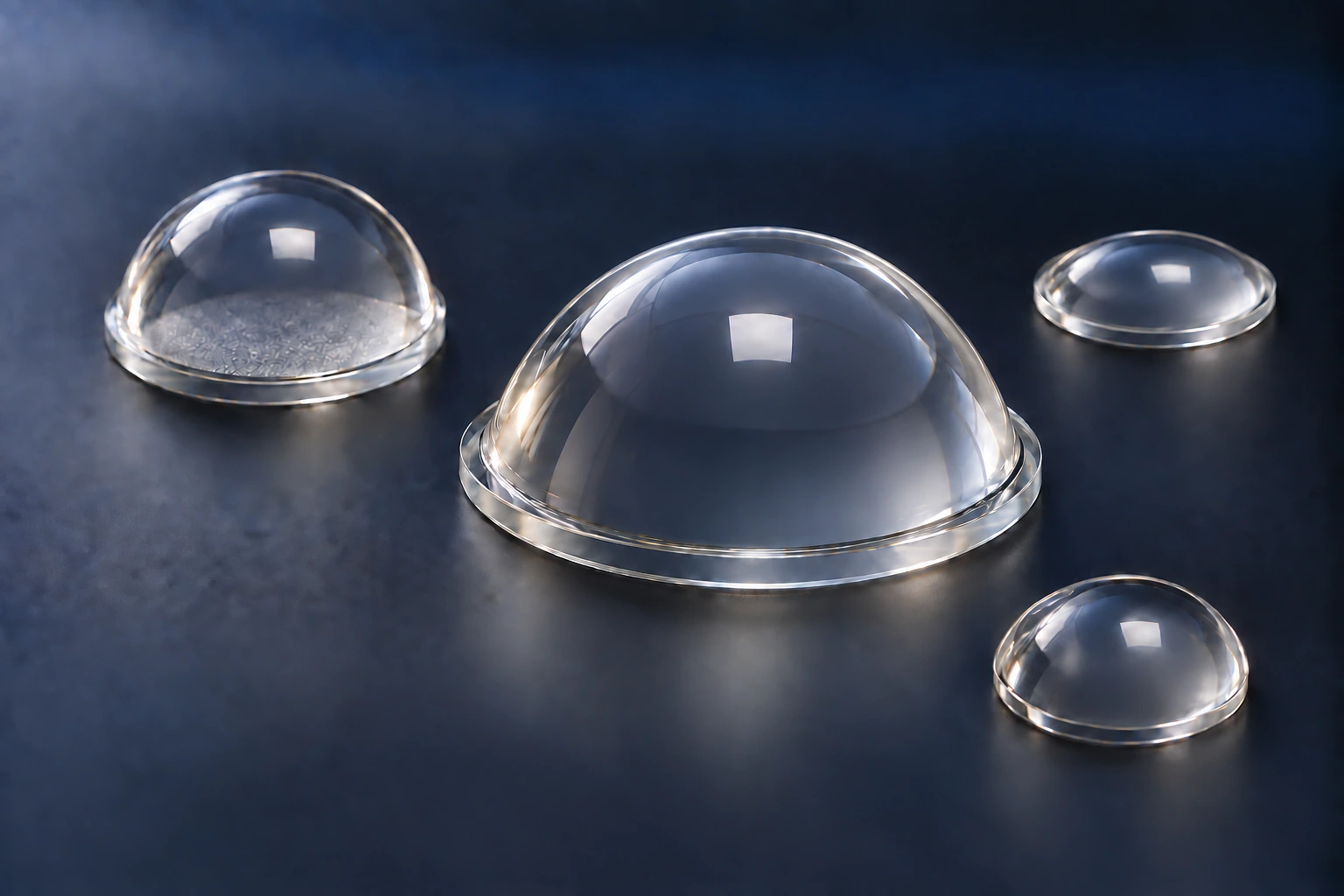 Clear and bottom-textured glass illumination optics in a family arrangement